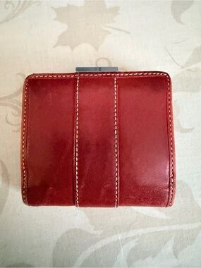 Coach Red Leather Trifold Wallet
